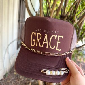Dark Brown Grace Lettering Trucker Hat