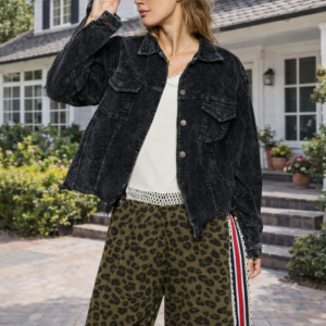 Black & Cream Corduroy Trucker Jacket