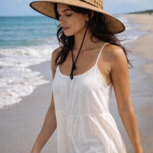 Ladies 18" brown Ventilated Gardening Straw Hat, handmade in Mex. authentic artisan, with an adjustable strap, great for any outdoor event